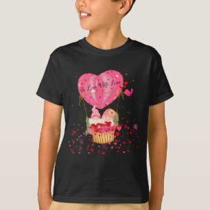 T-shirt Valentine Gnomes Hot Air Balloon Heart Valentine's