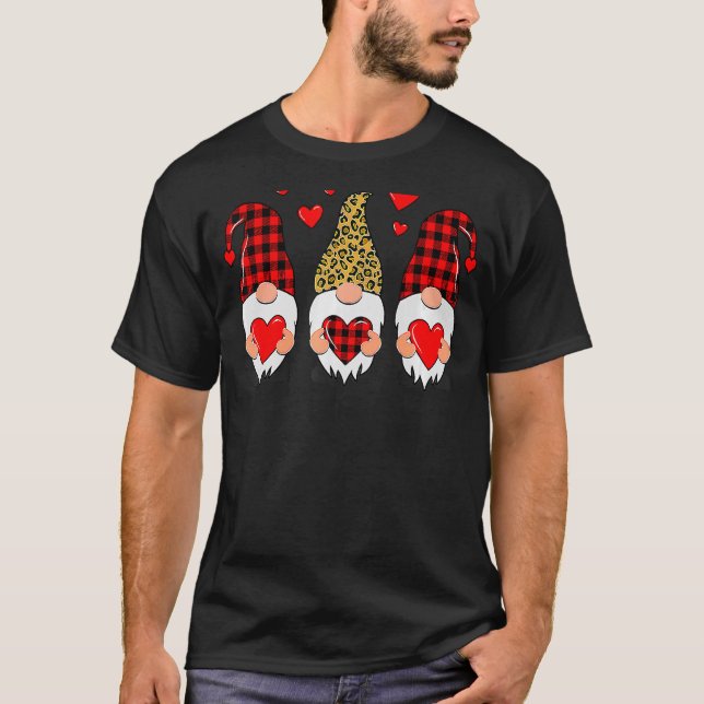 T-shirt Valentine Gnomes Valentine's Day Love Leopard Buff (Devant)