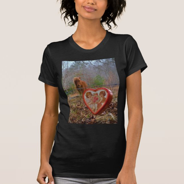 T-shirt Valentine Heart Miniature Brown Horse (Devant)