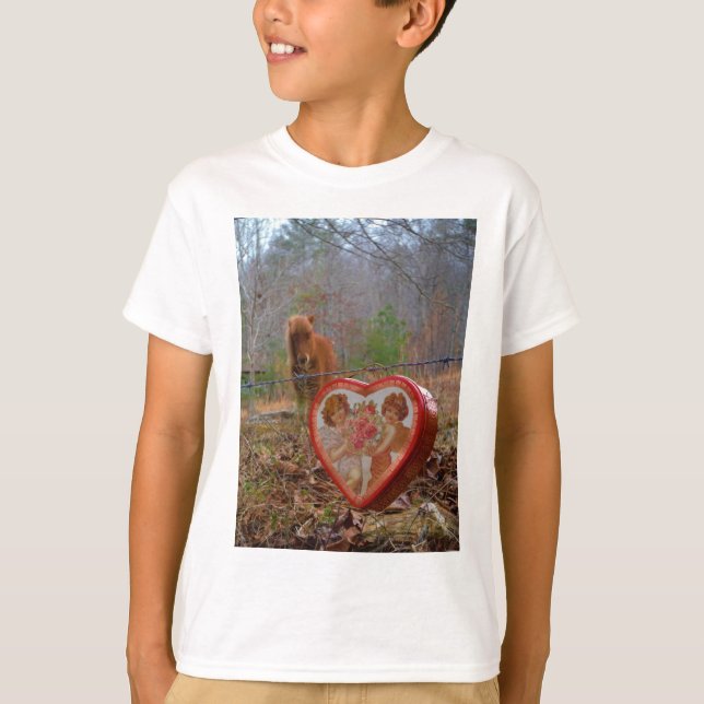 T-shirt Valentine Heart Miniature Brown Horse (Devant)