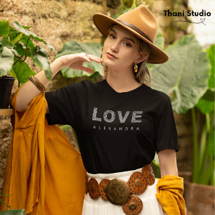 T-shirt Valentine Moderne Noir Simple Élégante Typographie