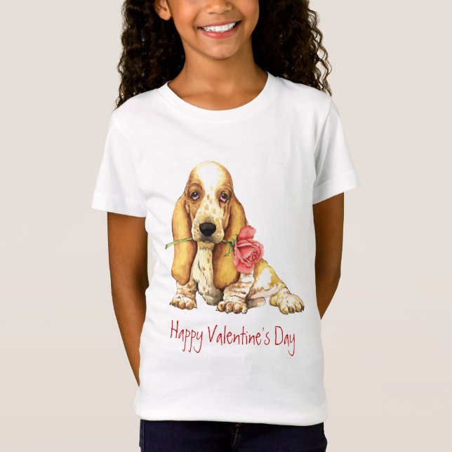 T-Shirt Valentine Rose Basset (Devant)