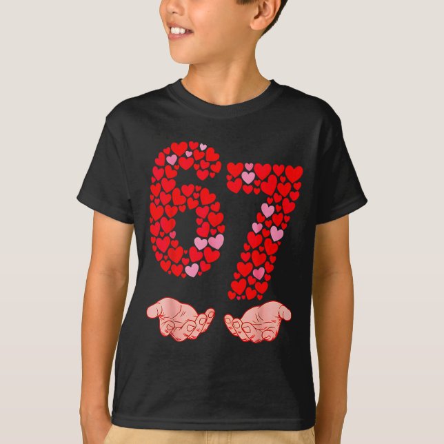 T-shirt Valentine’s Day 67 Meme Filled With Hearts Funny S (Devant)