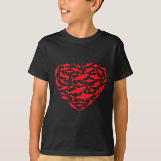T-shirt Valentine Sharks Heart Sea Animal Lover Ocean Wild