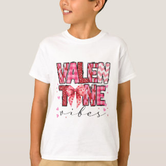T-shirt Valentine Vibes Valentines Day Pink Bow Girl Women
