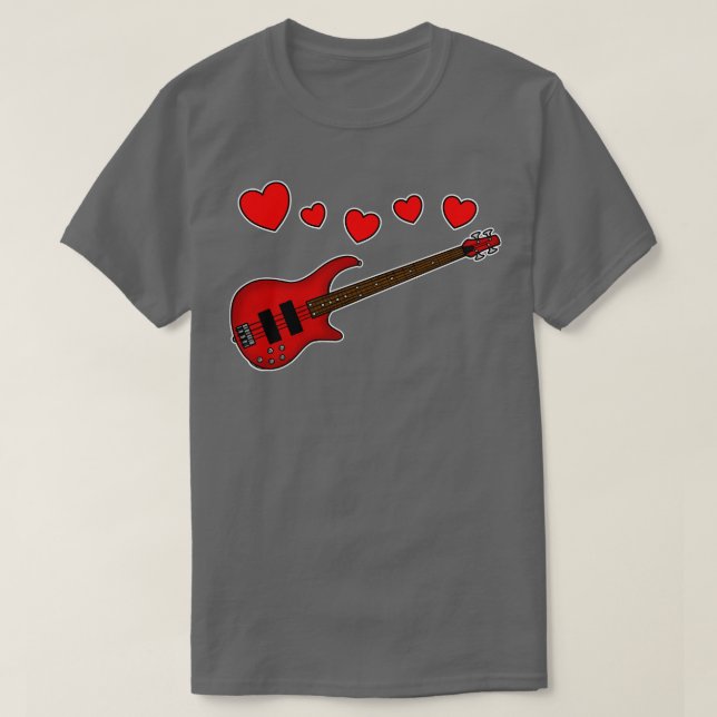 T-shirt Valentines Basse Guitare Baid Mariage Musicien (Design devant)