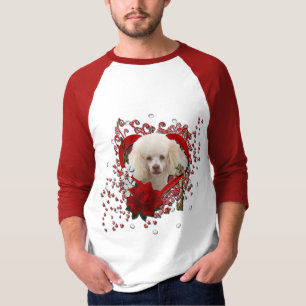 T-shirt Valentines - clé à mon coeur - caniche - blanc