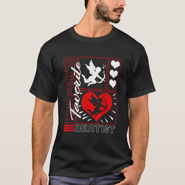 T-shirt Valentines Coeur Dentiste Préféré de Cupid Dental  (Devant)