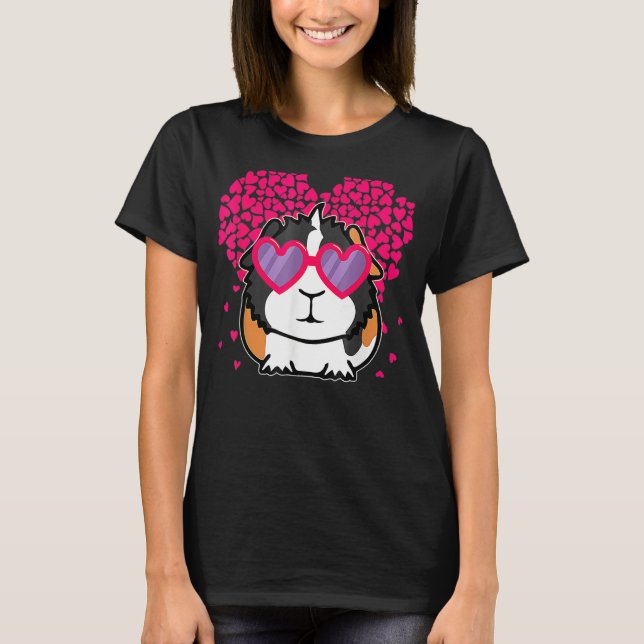 T-shirt Valentines Coeurs Guinée Cochon Saint Valentin pou (Devant)