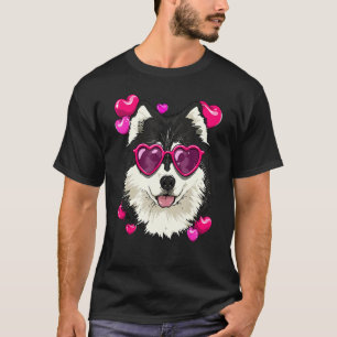 T-shirt Valentines Day Alaskan Malamute Heart Couples Sled