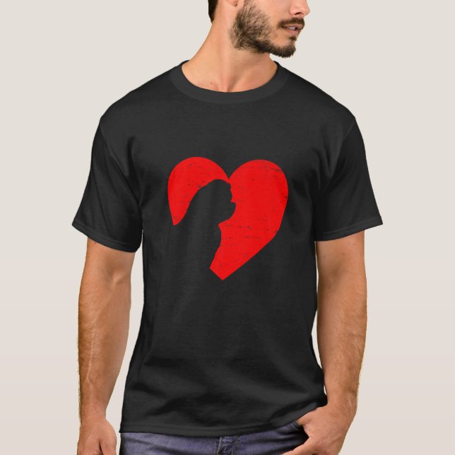 T-shirt Valentines Day Coeurs rétro Maltais Chien Chien Ch (Devant)