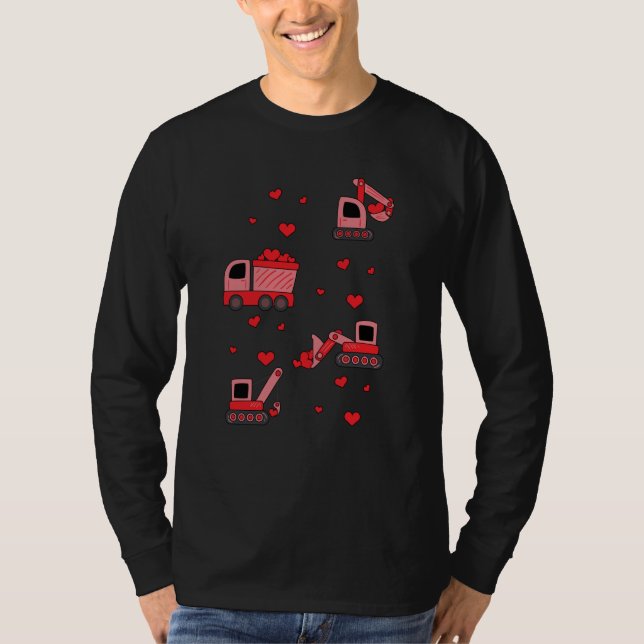 T-shirt Valentines Day Construction Trucks Boys Toddler (Devant)
