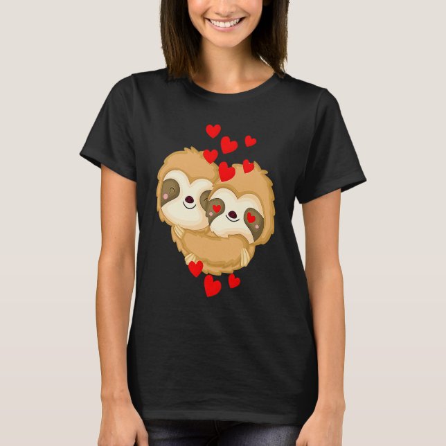 T-shirt Valentines Day Cute Sloth  Boyfriend Girlfriend (Devant)