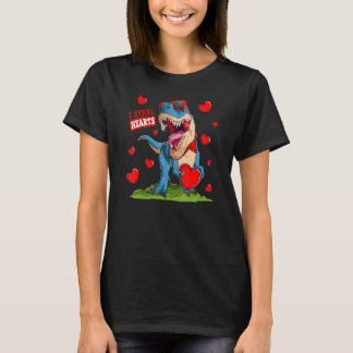 T-shirt Valentines Day Dinosaur I Steal Hearts Boys Men Lo