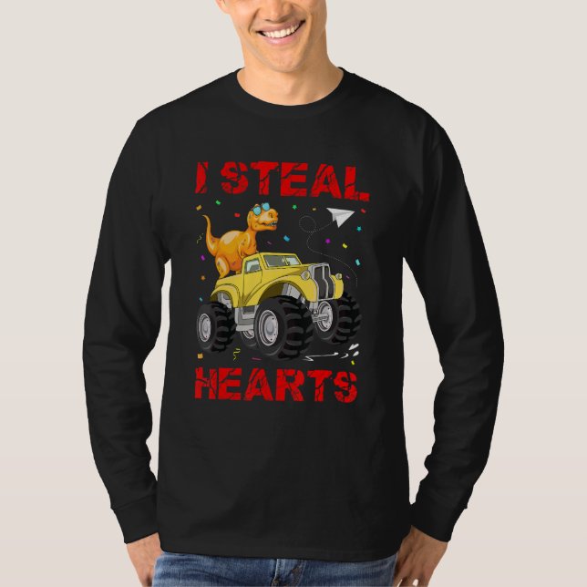 T-shirt Valentines Day Dinosaur I Steal Hearts Cute Valent (Devant)