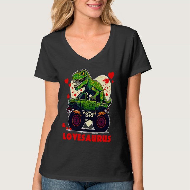 T-shirt Valentines Day Dinosaur Rex Boys Valentine Kids Lo (Devant)