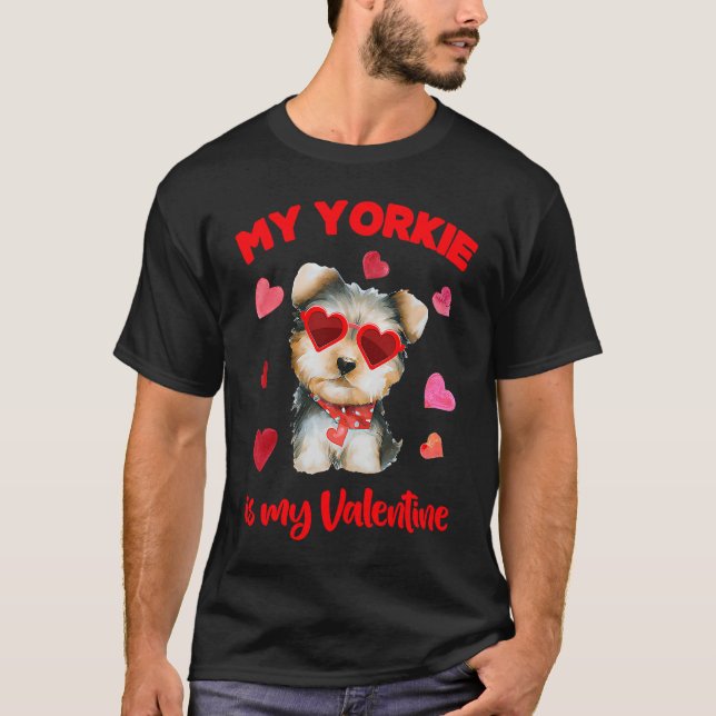 T-shirt Valentines Day Dog  Heart My Yorki Is My Valentine (Devant)