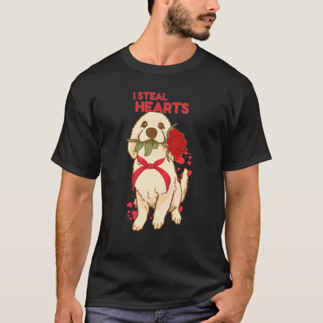 T-shirt Valentine's Day Dog I Steal Hearts Retriever (Devant)