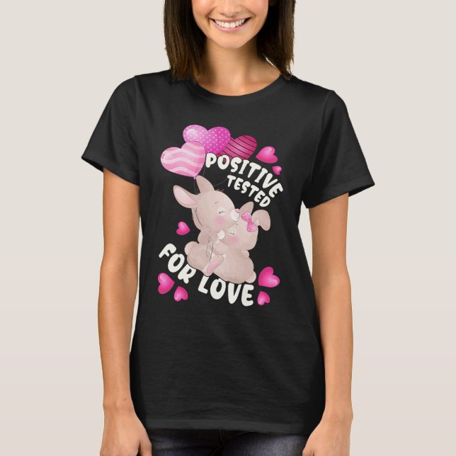 T-shirt Valentine's day for couples bunnies with heart bal (Devant)