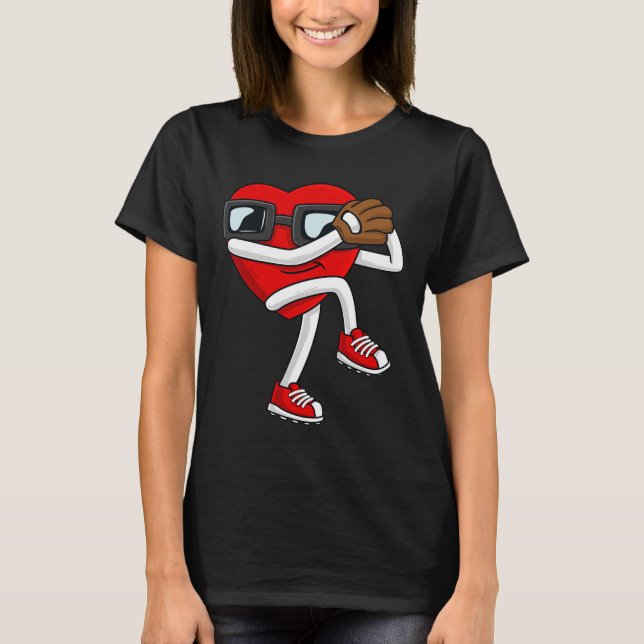T-shirt Valentines Day Heart Baseball Pitcher Fun Boys Gir (Devant)
