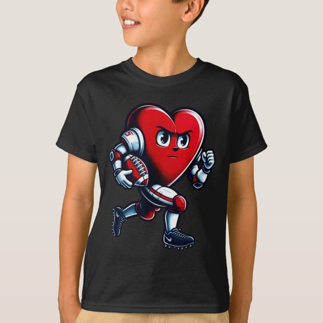 T-shirt Valentines Day Heart Football Player Team Srts  (Devant)