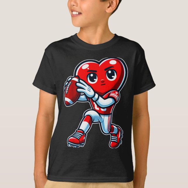 T-shirt Valentines Day Heart Quarterback Football Srts  (Devant)