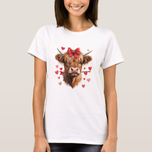 T-shirt Valentines Day Highland Coeurs amusants Vallée