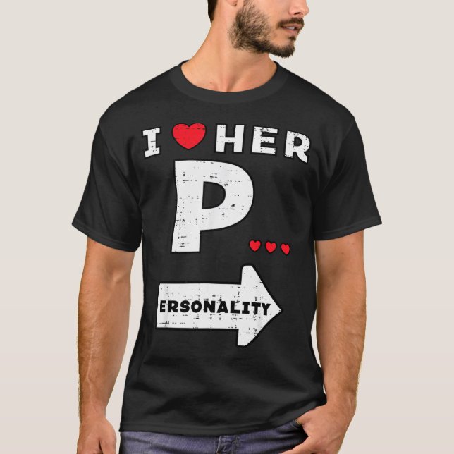 T-shirt Valentines Day I Love Her Ity Matching Couple Men  (Devant)