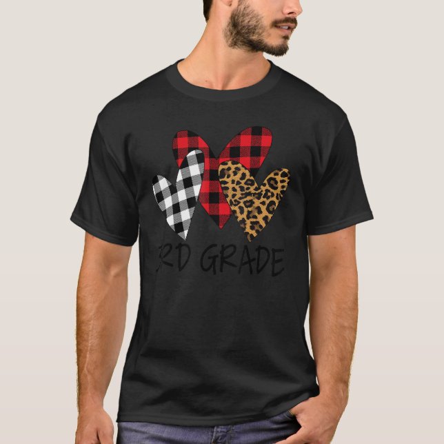 T-shirt Valentines Day Leopard 3rd Grade Teacher Buffalo P (Devant)