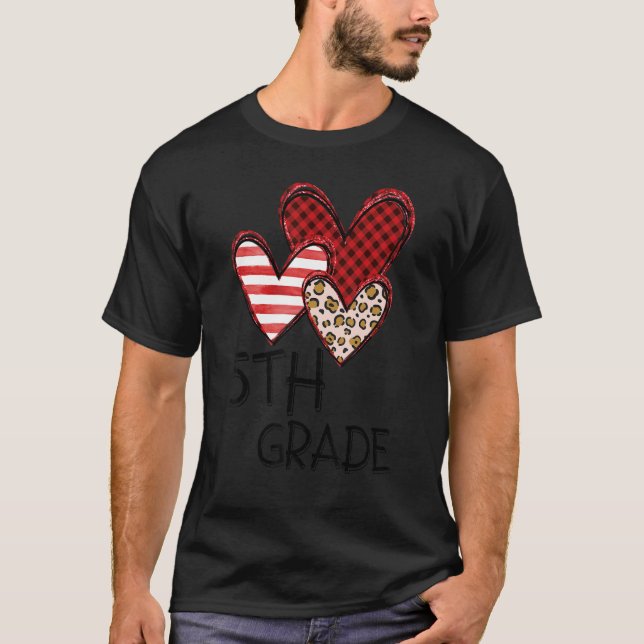 T-shirt Valentines Day Leopard 5th Grade Teacher Buffalo P (Devant)