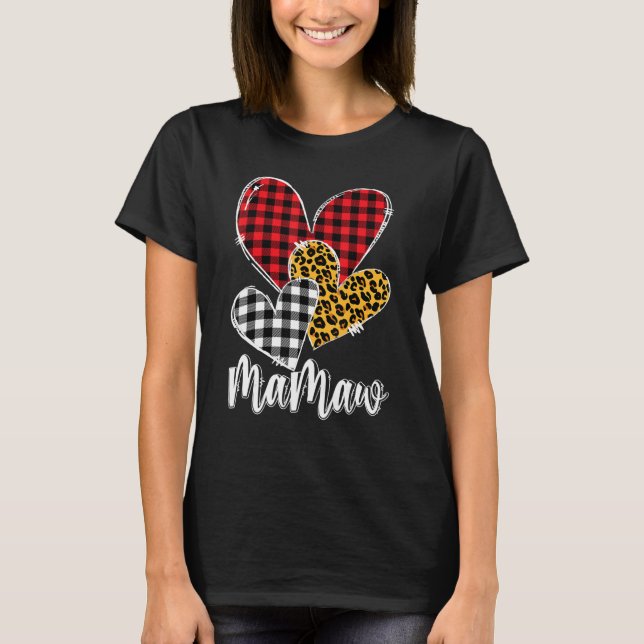 T-shirt valentines day leopard mamaw Buffalo Plaid mamaw l (Devant)