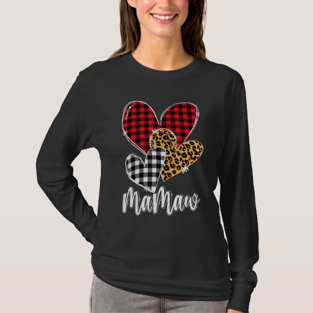 T-shirt valentines day leopard mamaw Buffalo Plaid mamaw l (Devant)