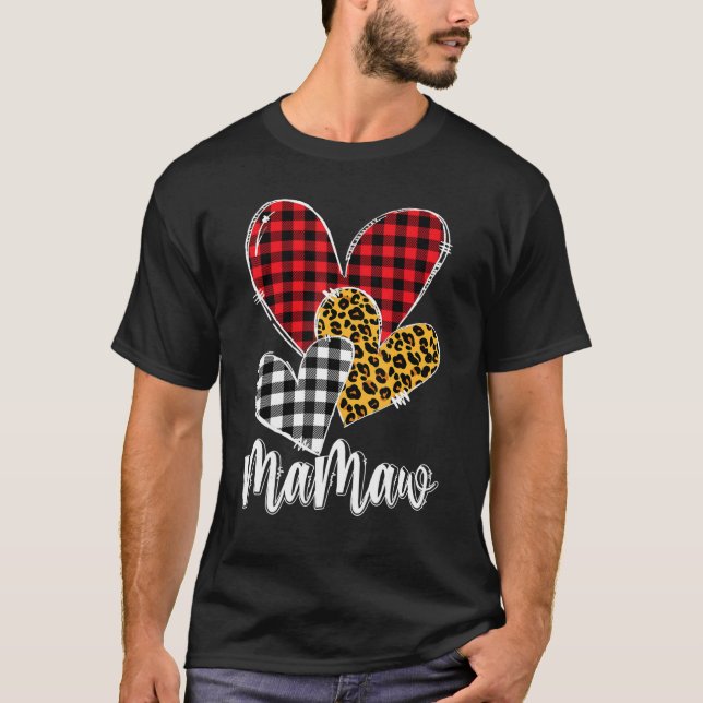T-shirt valentines day leopard mamaw Buffalo Plaid mamaw l (Devant)