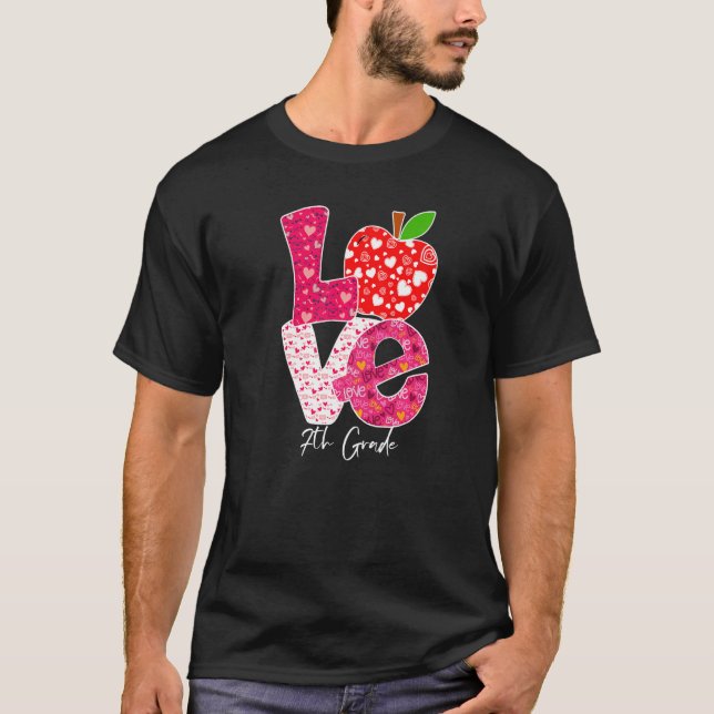 T-shirt Valentines Day Love 7th Grade Squad Teacher Kids O (Devant)