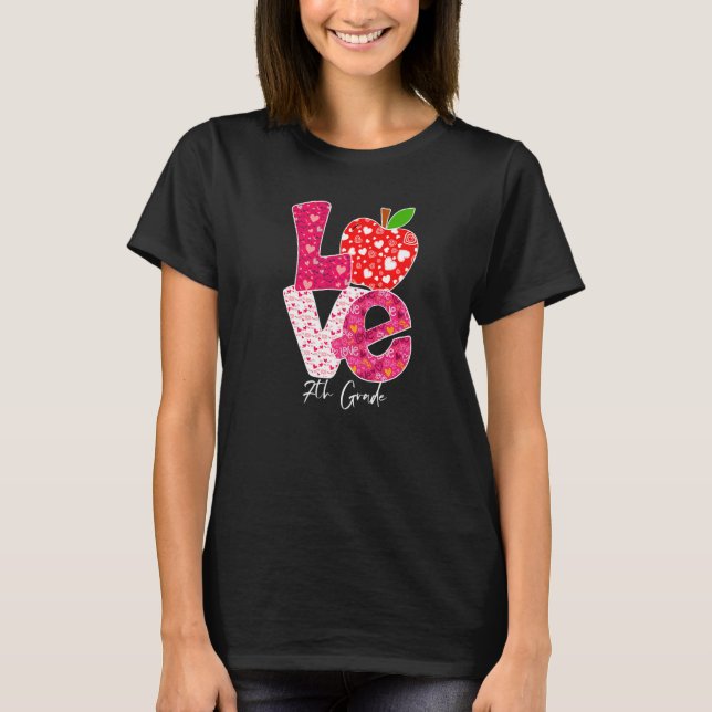 T-shirt Valentines Day Love 7th Grade Squad Teacher Kids O (Devant)