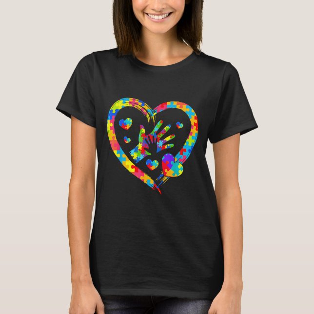 T-shirt Valentines Day Love Heart Autism Awareness Puzzle  (Devant)