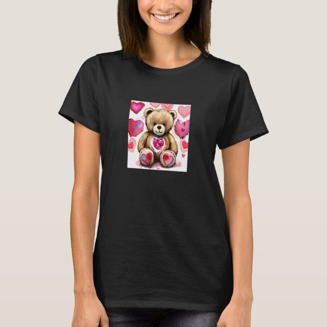 T-shirt Valentine's Day Love Heart Bear Teddy Girlfriend F (Devant)