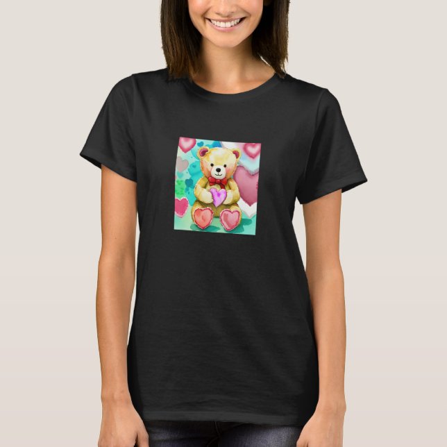 T-shirt Valentine's Day Love Heart Bear Teddy Girlfriend F (Devant)