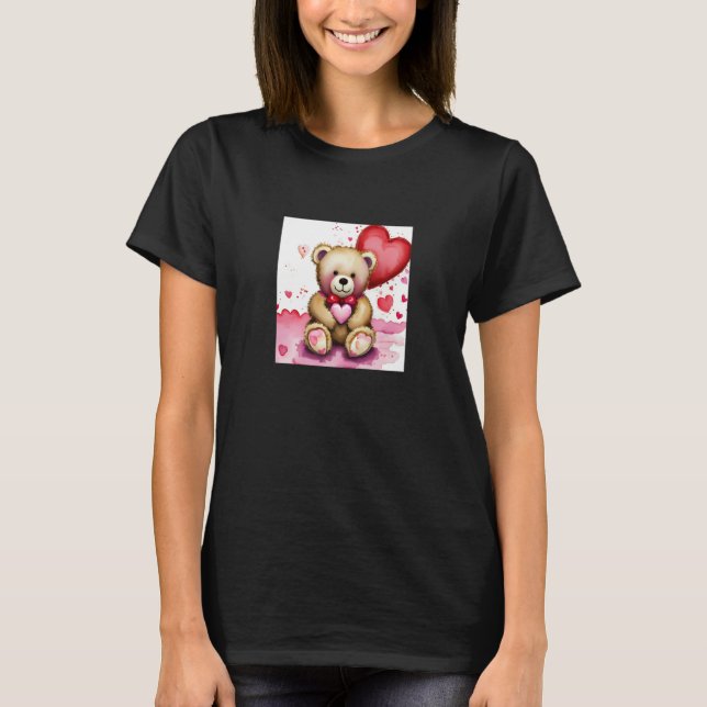 T-shirt Valentine's Day Love Heart Bear Teddy Girlfriend F (Devant)