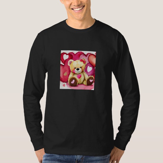 T-shirt Valentine's Day Love Heart Bear Teddy Girlfriend F (Devant)