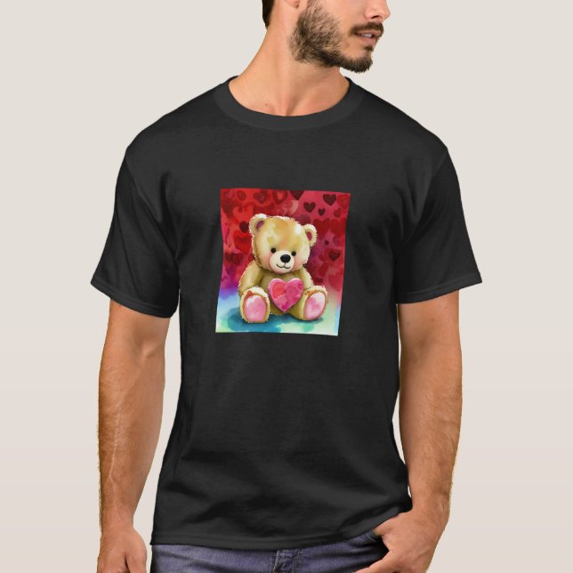 T-shirt Valentine's Day Love Heart Bear Teddy Girlfriend F (Devant)