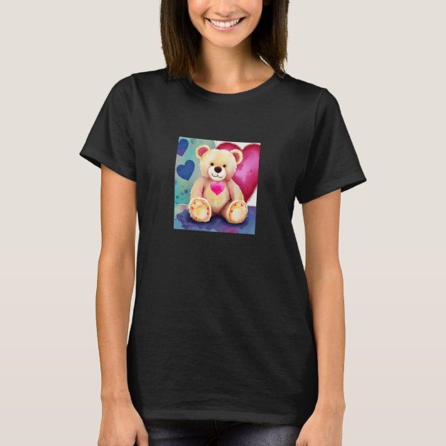 T-shirt Valentine's Day Love Heart Bear Teddy Girlfriend F (Devant)