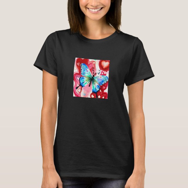 T-shirt Valentine's Day Love Heart Butterfly Girlfriend Fi (Devant)