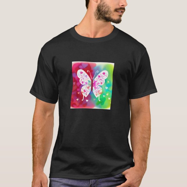 T-shirt Valentine's Day Love Heart Butterfly Girlfriend Fi (Devant)