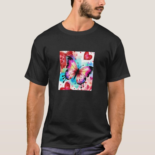 T-shirt Valentine's Day Love Heart Butterfly Girlfriend Fi (Devant)