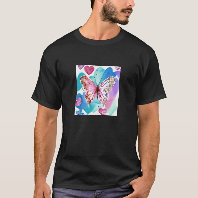 T-shirt Valentine's Day Love Heart Butterfly Girlfriend Fi (Devant)