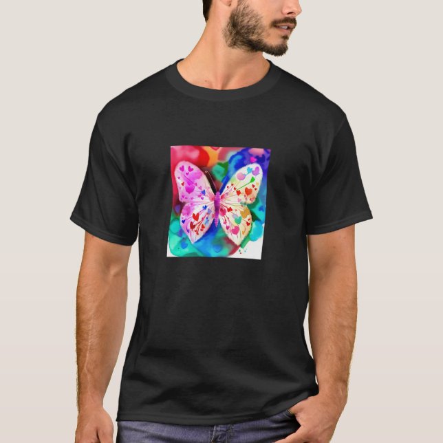 T-shirt Valentine's Day Love Heart Butterfly Girlfriend Fi (Devant)
