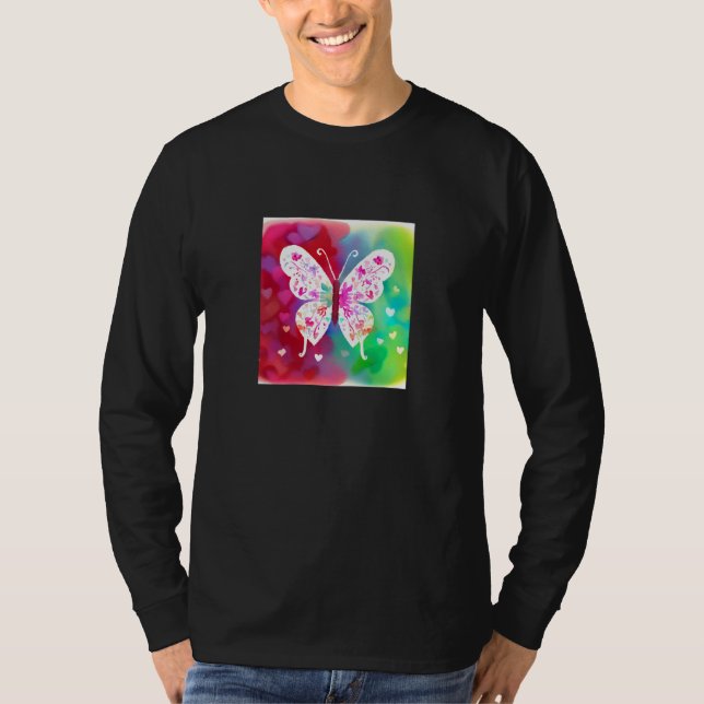 T-shirt Valentine's Day Love Heart Butterfly Girlfriend Fi (Devant)