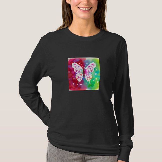 T-shirt Valentine's Day Love Heart Butterfly Girlfriend Fi (Devant)