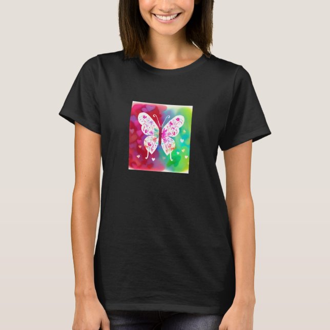 T-shirt Valentine's Day Love Heart Butterfly Girlfriend Fi (Devant)